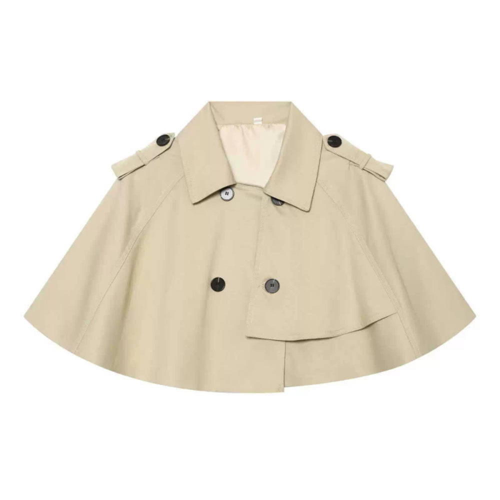 ZARA Versatile Fall Double Breasted Notch Lapel Cape Coat